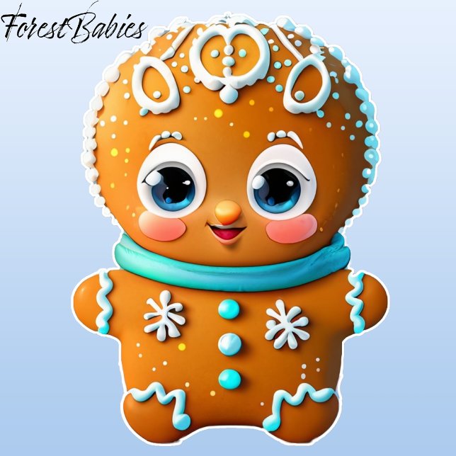 Pegatina Gráfico único Personalizado de gallina de jengibre (Gingerbread Man, Boy 🎄 Christmas Sticker)