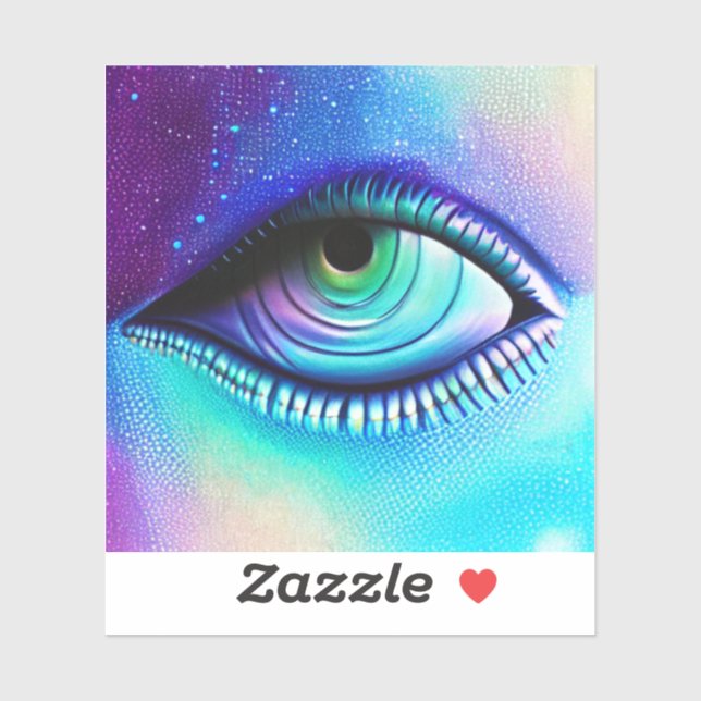 Pegatina Gran creepsia de ojos azules (Hoja)