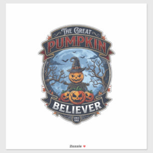 Pegatina Gran creyente de la calabaza Espantapájaros Bruja 