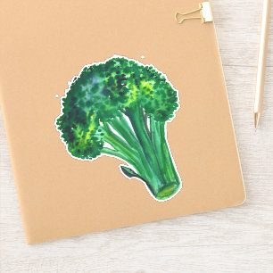 Pegatina Gran Hermoso Broccoli Green Watercolor Art