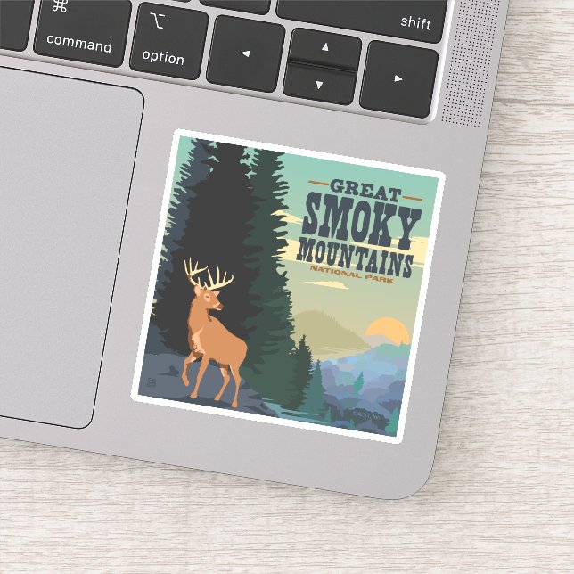 Pegatina Gran Parque Nacional de Montañas Smoky (Detalle)