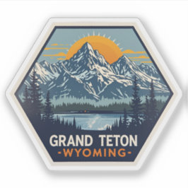 Pegatina Gran Parque Nacional de Teton Viajes de la Vintage