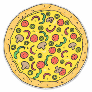 Pegatina Gran Pepperoni Pizza Pie Sabrosa Comida Rápida