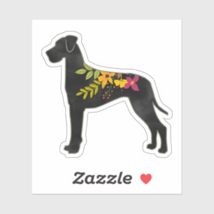 Pegatina Gran Perro Danés Raza Silhouette Boho Floral N