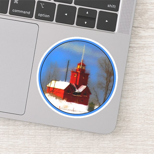 Pegatina Gran pintura de faro rojo - Arte original (Detalle)