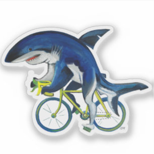 Pegatina Gran Tiburón Blanco En Bicicleta De Carretera