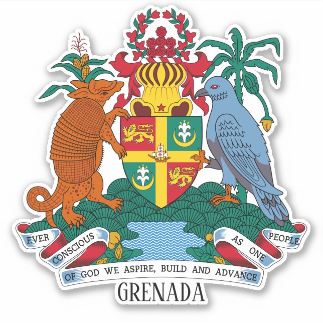 Pegatina Granada Escudo Nacional De Armas Patriótico (Anverso)