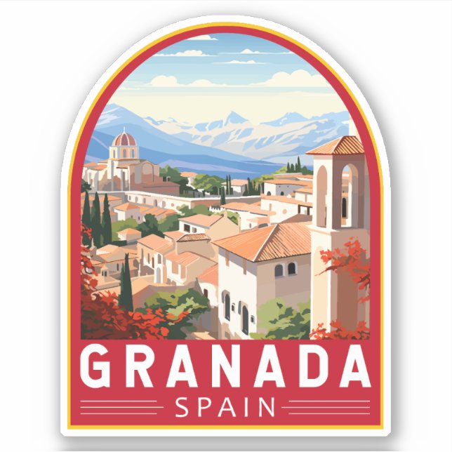 Pegatina Granada España Viaje de arte (Anverso)