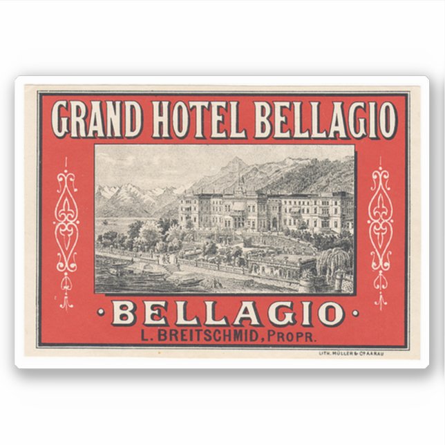 Pegatina Grand Hotel Bellagio Italia (Anverso)