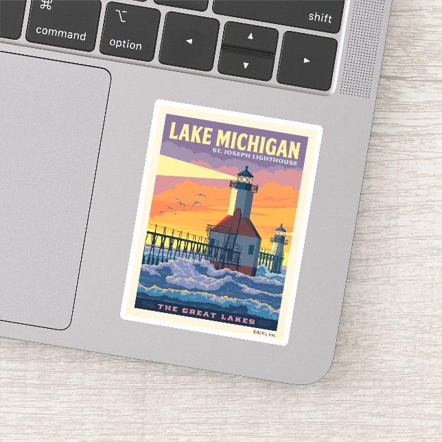 Pegatina Grandes Lagos | Lago Michigan (Detalle)