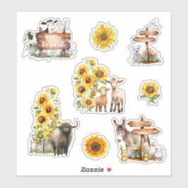 Pegatina Granja de Animales Girasoles Scrapbook Amigo por C