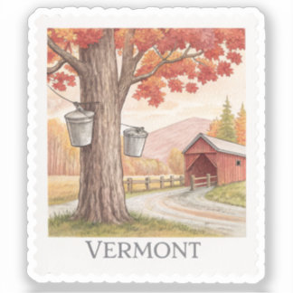 Pegatina Granja de jarabe de arce de Vermont con sello de g