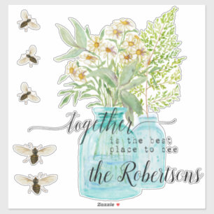 Pegatina Granja Floral Blue Glass w Bebe Watercolor
