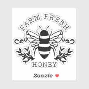 Pegatina Granja Fresca Abeja Rótulo Primavera-58219