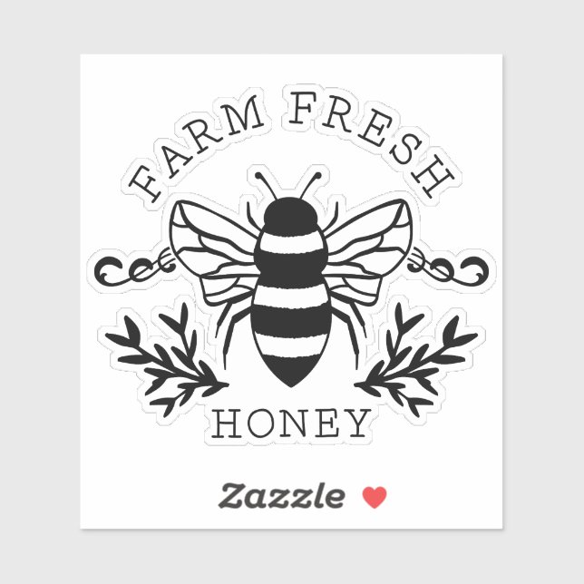 Pegatina Granja Fresca Abeja Rótulo Primavera-58219 (Hoja)