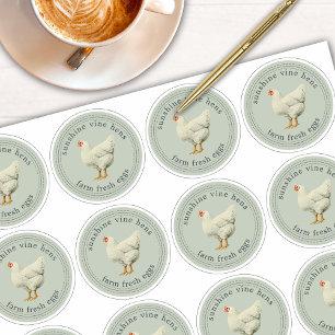 Pegatina Granja Huevos Frescos Cartón de Huevo Verde 2.5 Pu
