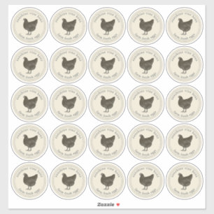 Pegatina Granja Huevos Frescos Huevo Cartón Antigüo Blanco 