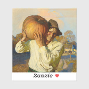 Pegatina Granjero con calabaza de Newell Convers Wyeth