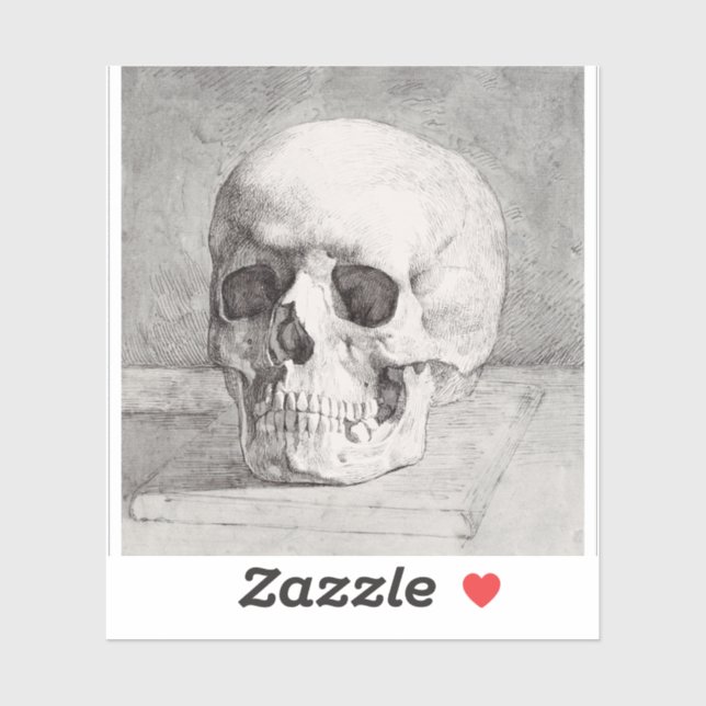 Pegatina Graphic Skull Art: Minimalist & Bold Ink Design (Hoja)
