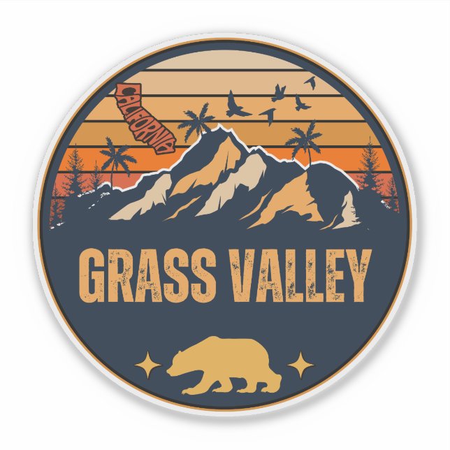 Pegatina Grass Valley, California (Anverso)