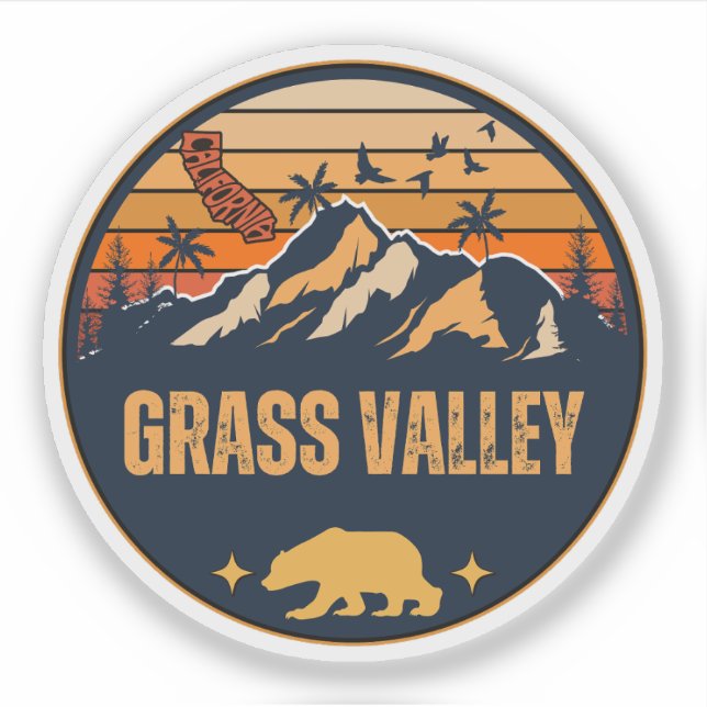 Pegatina Grass Valley, California (Anverso)