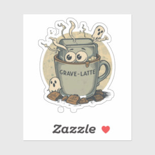 Pegatina Grave latte Funny Halloween Latte Coffee Pun