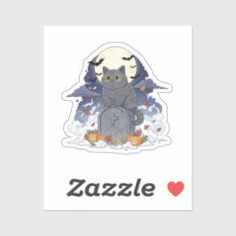 Pegatina Graveyard Brit - Halloween del gato británico Shor