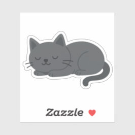 Pegatina Gray Cat Sleeping Peacefully – Minimalist Cat Art