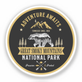 Pegatina Great Smoky Mountains Vintage Forest Landscape