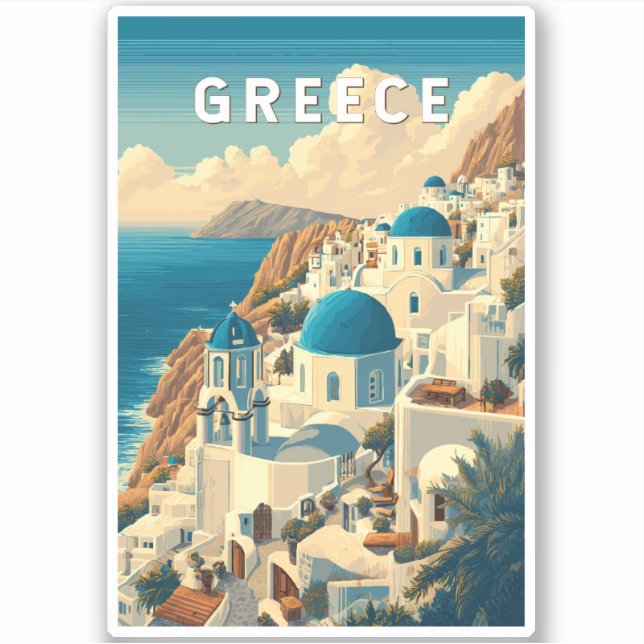 Pegatina Grecia Ilustracion Viajes de arte (Anverso)