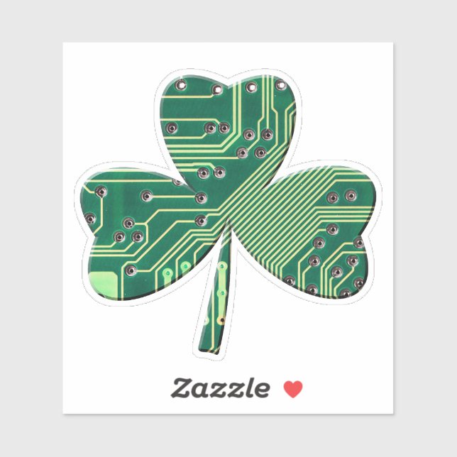Pegatina Green Circuit Board St Patrick Day Shamrock (Hoja)