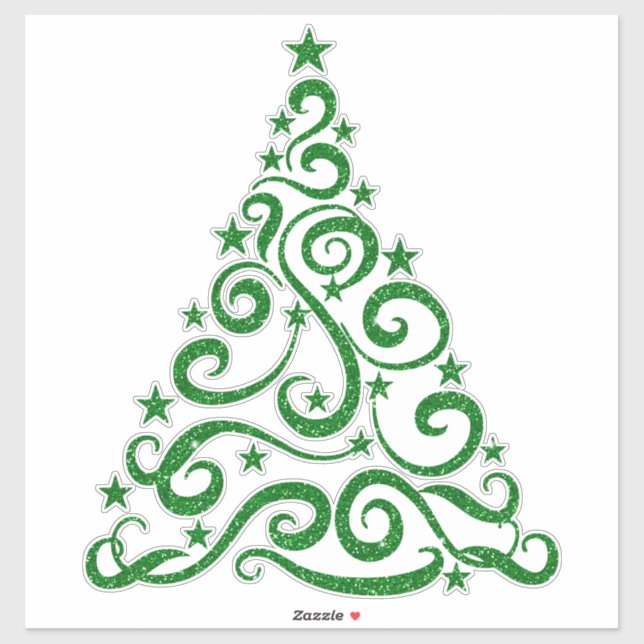 Pegatina Green Faux Purpurina | Árbol giratorio de Navidade (Hoja)