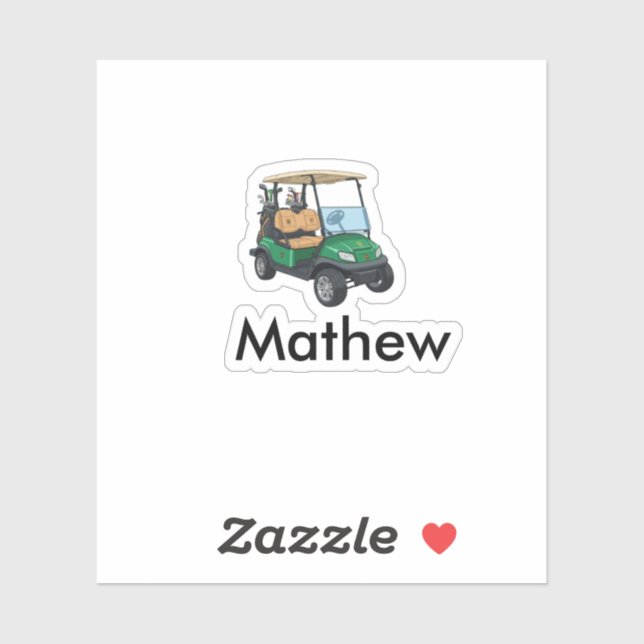 Pegatina Green golf car name man sports boy gifts letter  (Hoja)