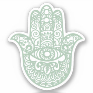 Pegatina Green Gray Khamsa Hand Buena suerte