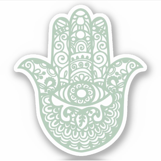 Pegatina Green Gray Khamsa Hand Buena suerte (Anverso)