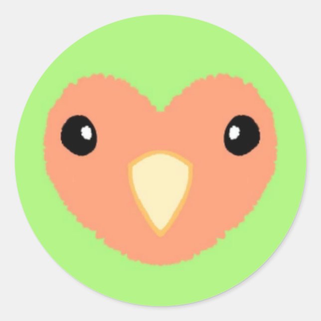 Pegatina Green Lovebird Cute (Anverso)