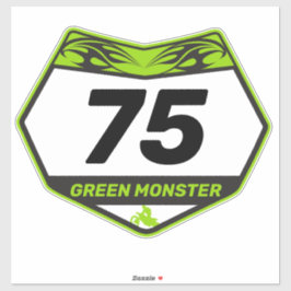 Pegatina GREEN MONSTER dirtbike número de placa Vinyl Pegat