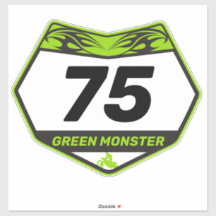 Pegatina GREEN MONSTER dirtbike número de placa Vinyl Pegat
