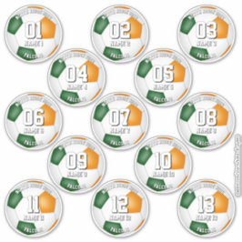 Pegatina green orange soccer team colors gifts set of 13