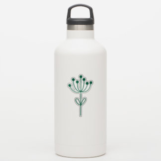 Pegatina Green Outline Floral Design Transparent Custom Cut