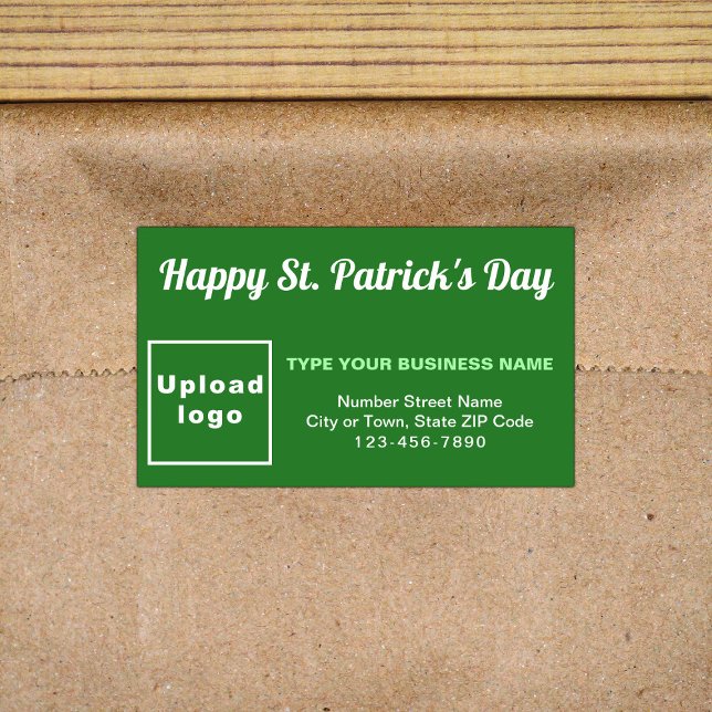 Pegatina Green Saint Patrick Business Rectangle (Business brand with Saint Patrick greeting on green rectangle sticker)