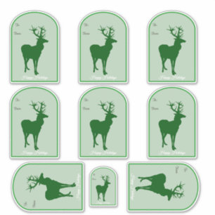 Pegatina Green Stag Deer Happy Holidays To and From
