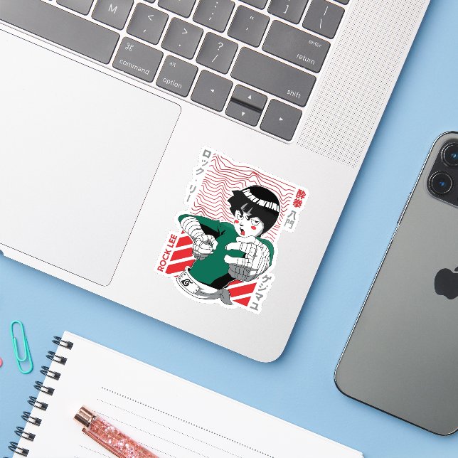 Pegatina 💪 Green Warrior Sticker – Anime-Inspired Ninja Vi (Ordenado portátil con iPhone)
