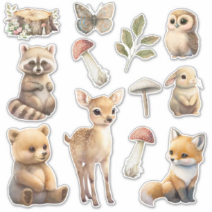 Pegatina Greenery Animal de Woodland Baby Shower