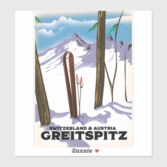 Pegatina Greitspitz poster de esquí de Suiza y Austria (Hoja)