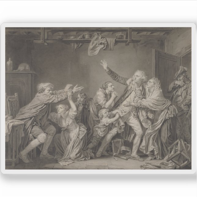 Pegatina Greuze - La maldición del padre del hijo ingrato (Anverso)