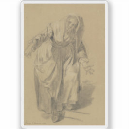Pegatina Greuze - Mujer mayor con brazos extendidos