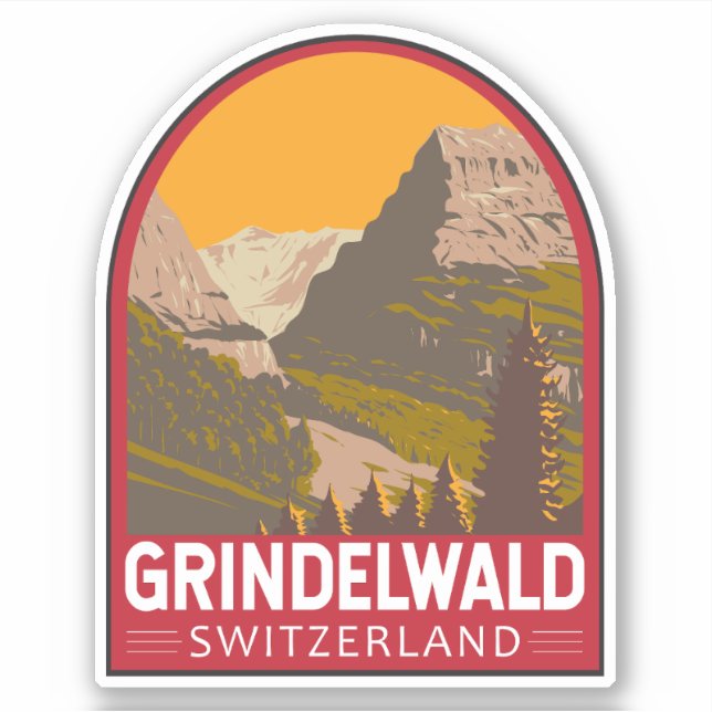 Pegatina Grindelwald Suiza Viaje al arte (Anverso)