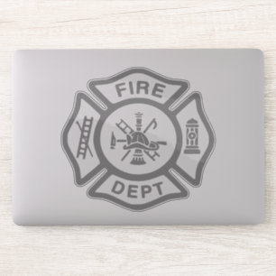 Pegatina Gris de la insignia del bombero del cuerpo de