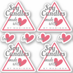 Pegatina Gris rojo vintage hecho con velas de soja del cora